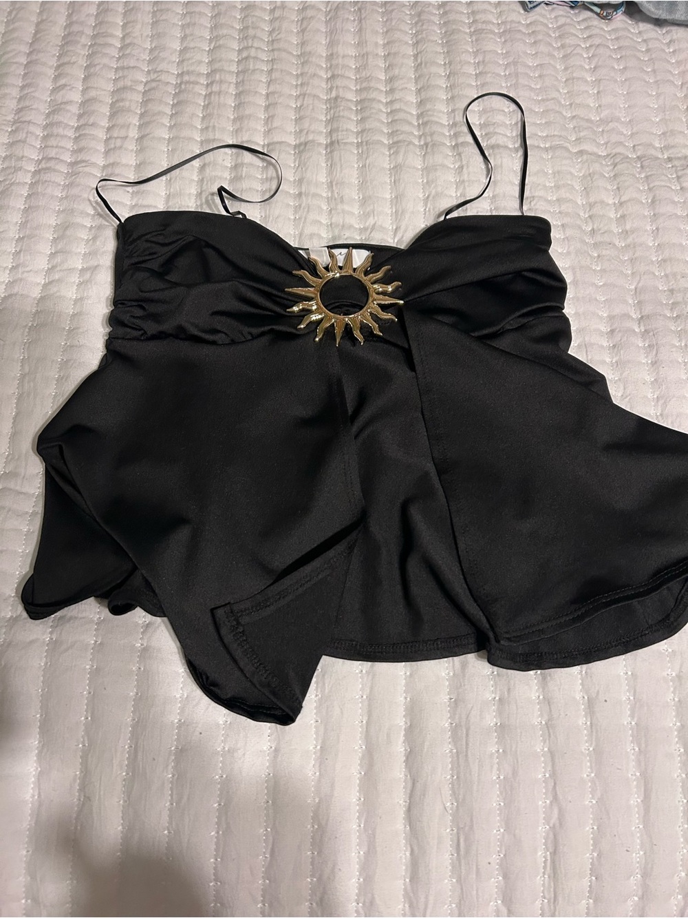gaze Black Tube Top with Gold Sunburst accent